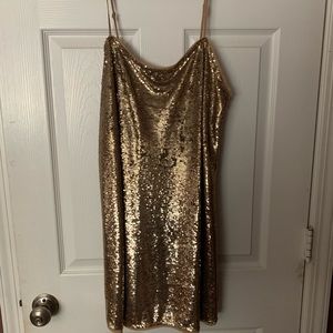 Gold sequins mini dress